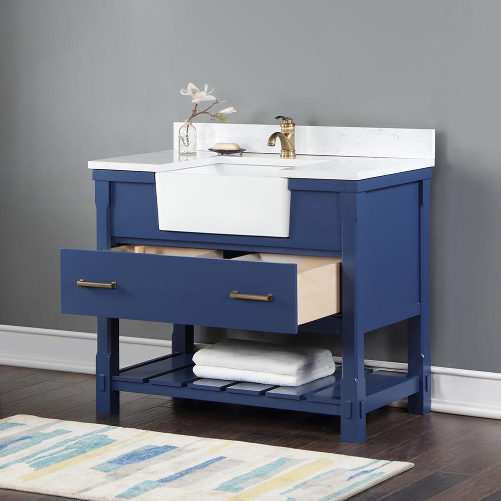 42" Single Bathroom Vanity Set in Jewelry Blue without Mirror. Picture 6