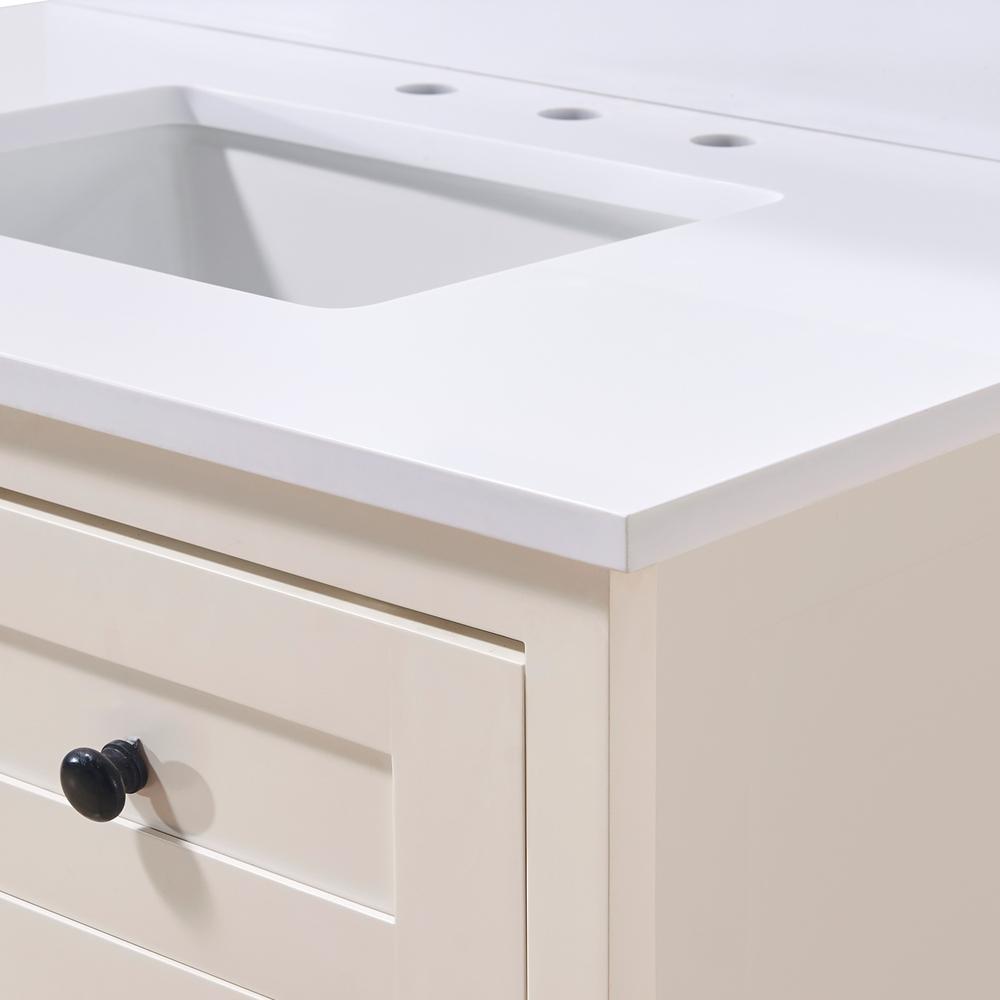 37. in Composite Stone Vanity Top in Snow White with White Sink. Picture 6