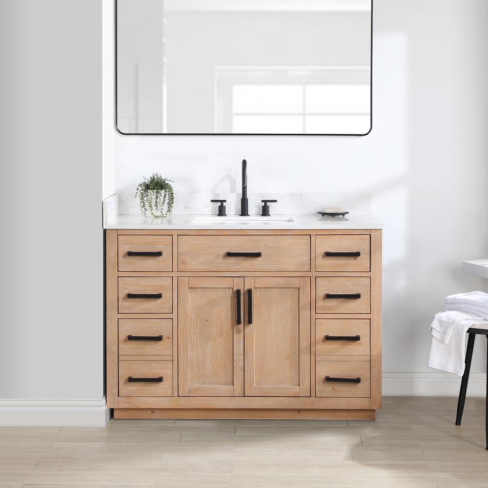 48" Single Bathroom Vanity in Light Brown without Mirror. Picture 4