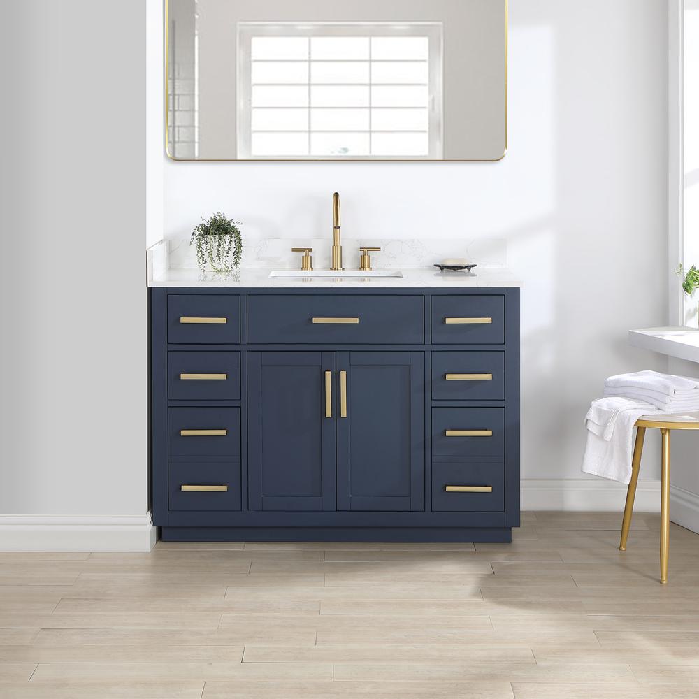48" Single Bathroom Vanity in Royal Blue without Mirror. Picture 9