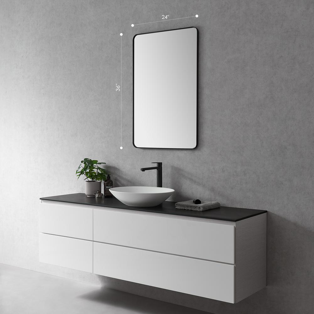 Nettuno 24" Rectangle Bathroom/Vanity Matt Black Aluminum Framed Wall Mirror. Picture 3