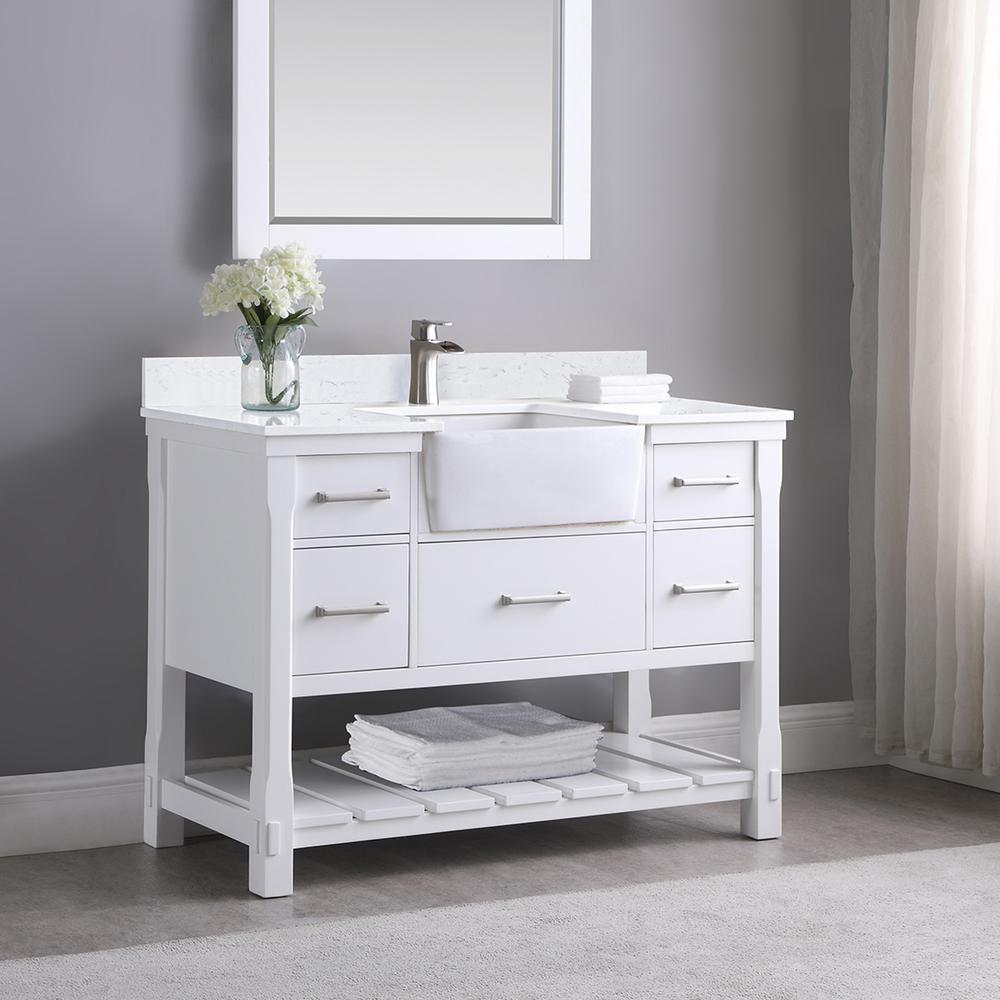 48" Single Bathroom Vanity Set in White without Mirror. Picture 5