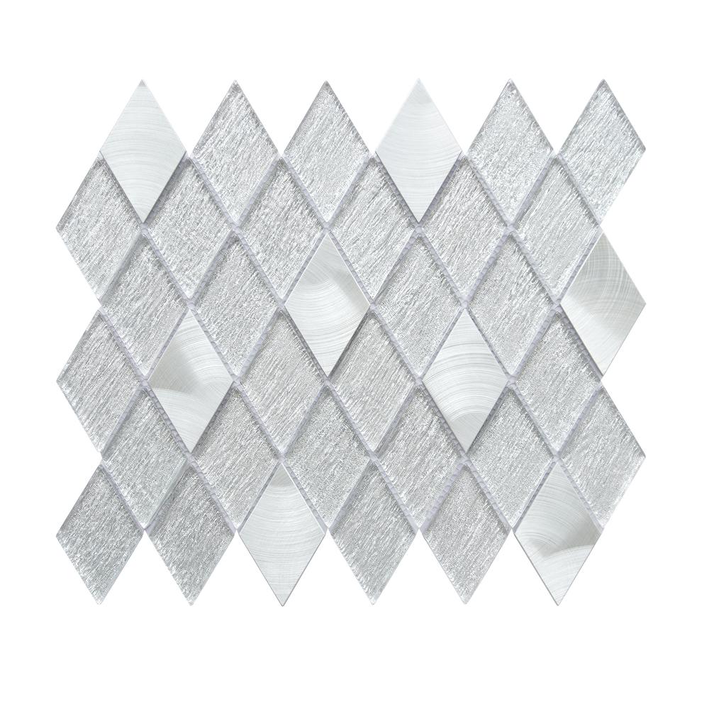 Ballagh 9.9" x 12" Diamond Laminated Glass Mosaic Mix Aluminum Wall Tile. Picture 1