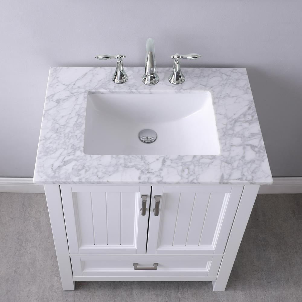 30" Single Bathroom Vanity Set in White with Mirror. Picture 6