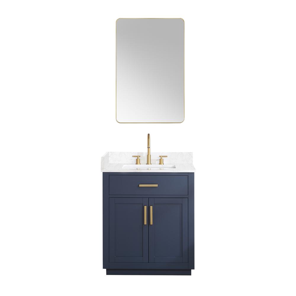 30" Single Bathroom Vanity in Royal Blue with Mirror. Picture 1