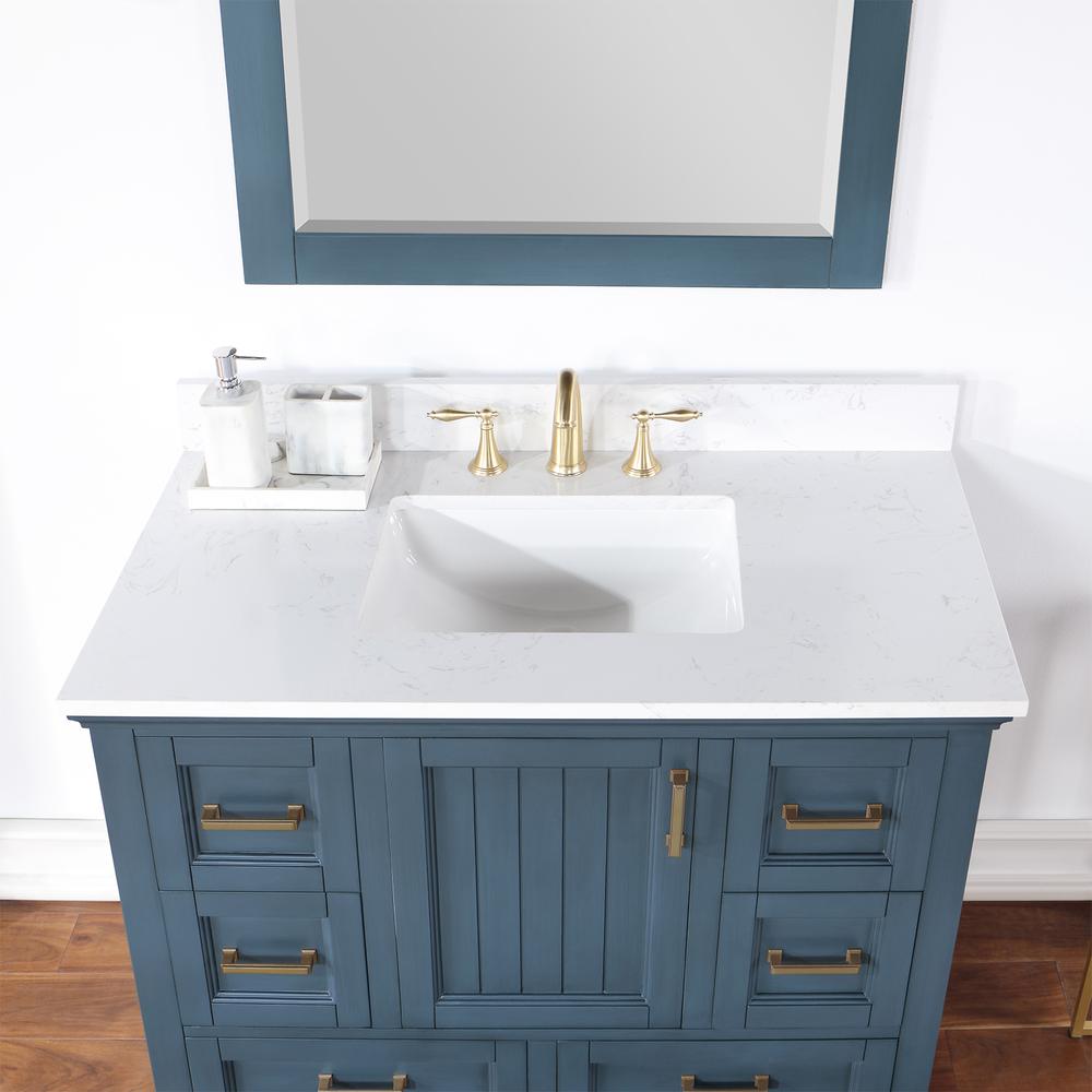 42" Single Bathroom Vanity Set in Classic Blue with Mirror. Picture 7