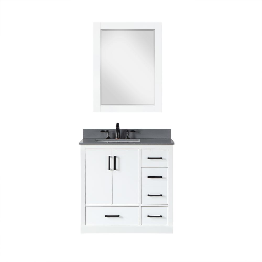36" Single Bathroom Vanity Set in White with Mirror. Picture 1