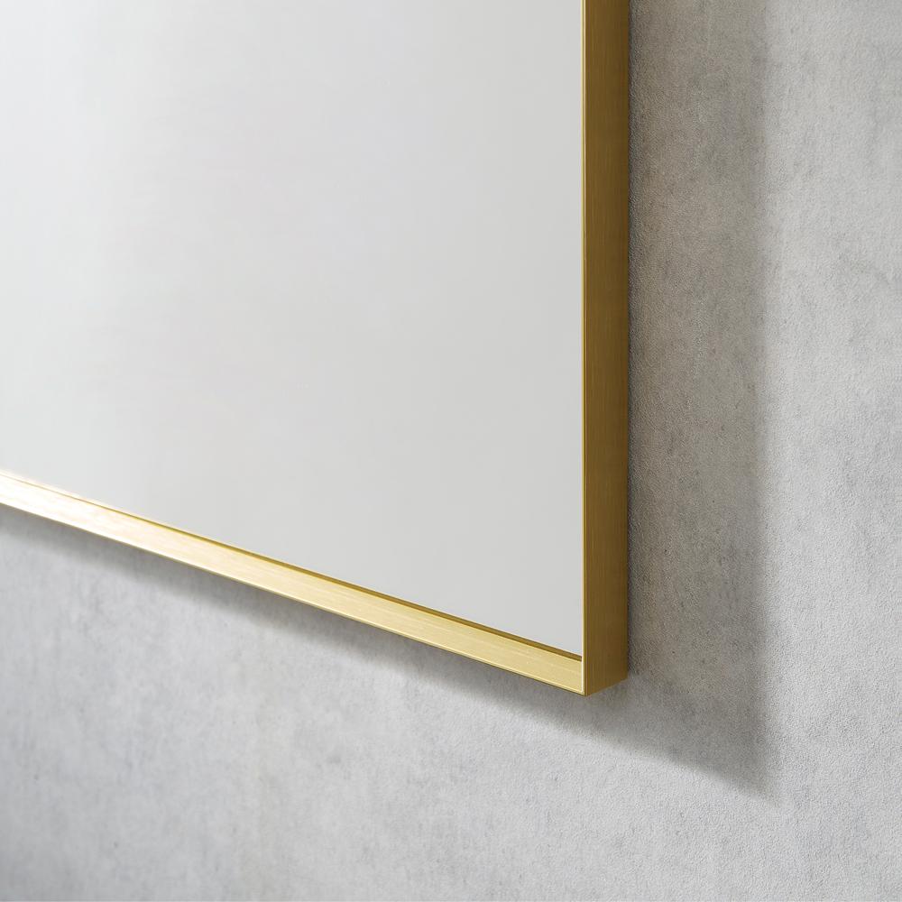 Sassi 24" Rectangle Bathroom/Vanity Brushed Gold Aluminum Framed Wall Mirror. Picture 4