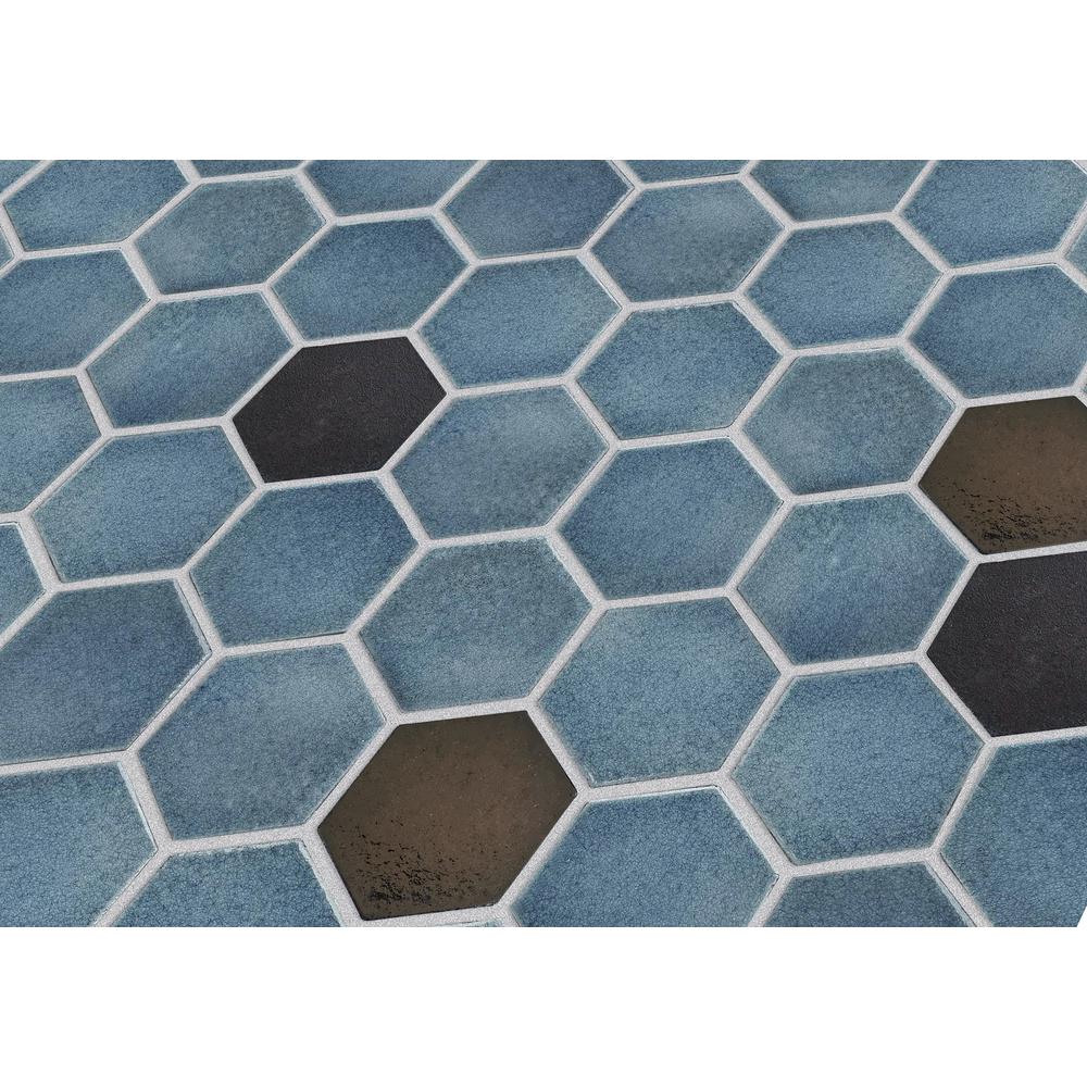 Lugo 12.1" x 10.43" Lava Stone Mosaic Floor and Wall Tile. Picture 2