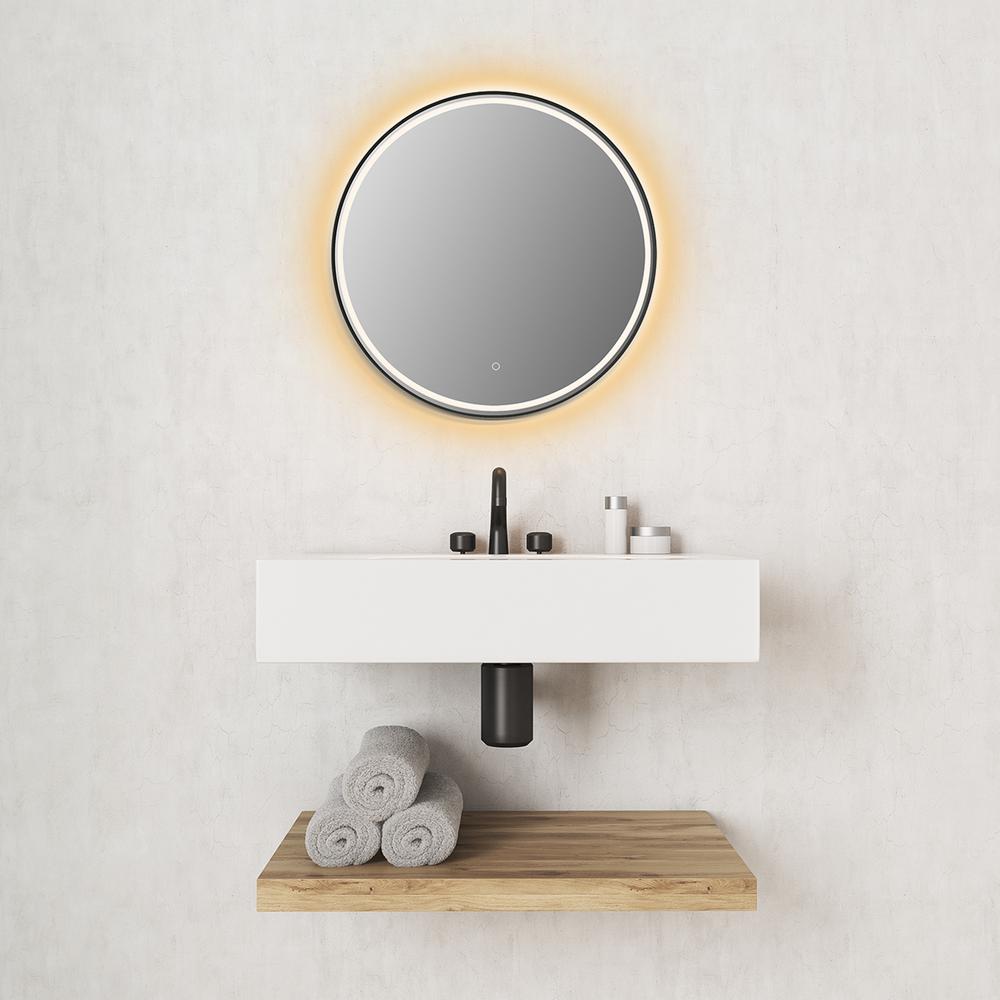 Framed in Matt Black Modern Bathroom/Vanity LED Lighted Wall Mirror. Picture 12