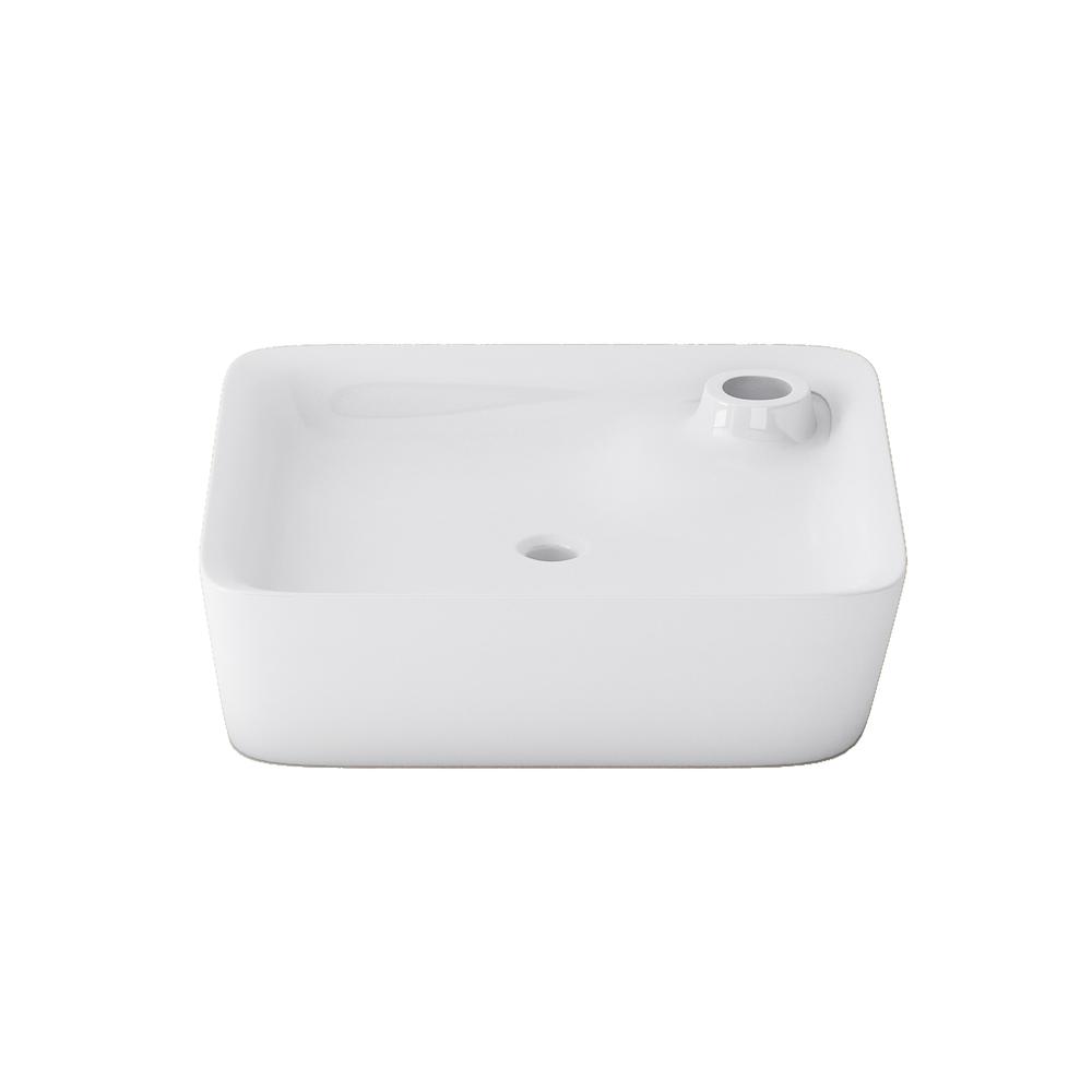 Leonis 17 in. Square White Finish Ceramic Vessel Bathroom Vanity Sink. Picture 7