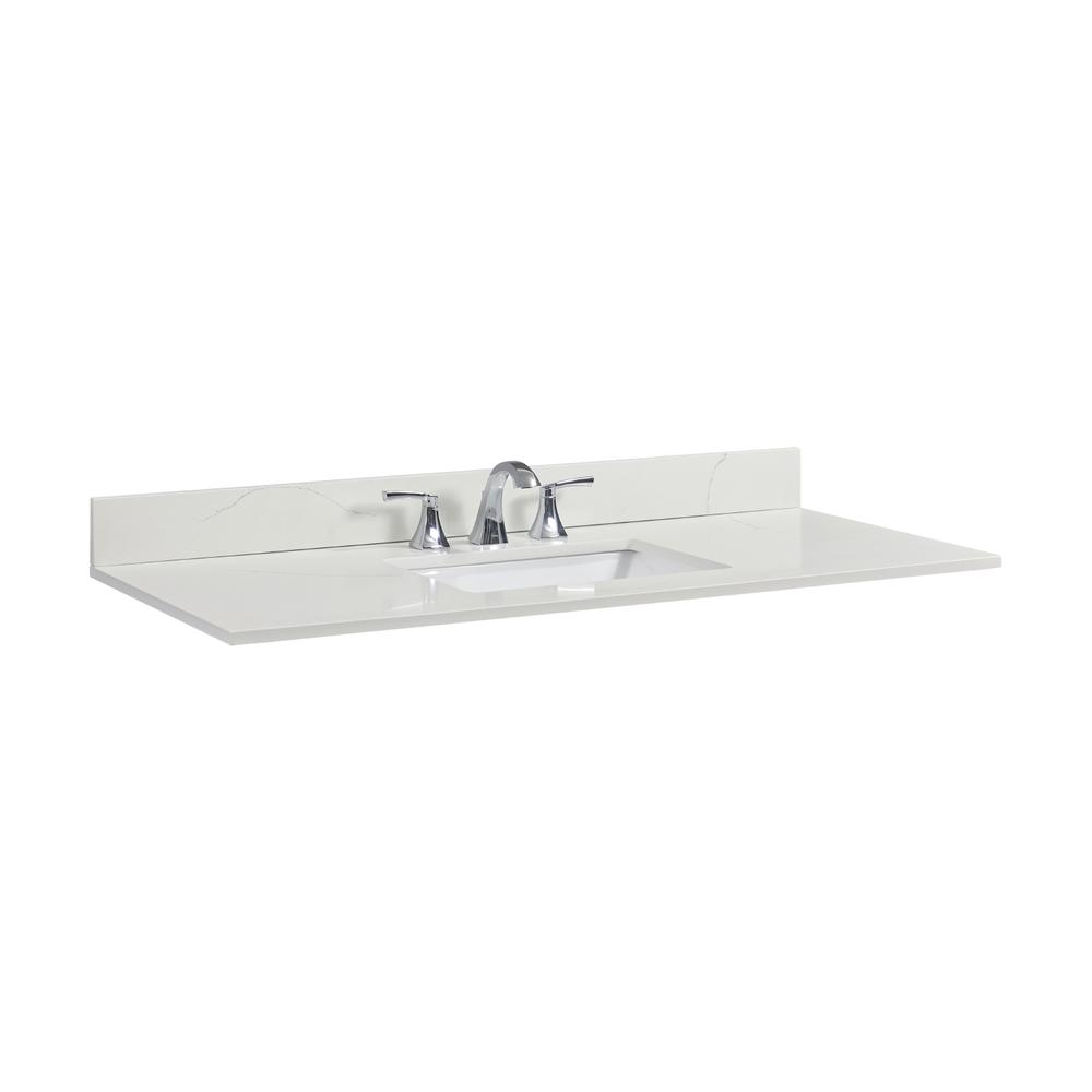 49 in. Composite Stone Vanity Top in Milano White with White Sink. Picture 3