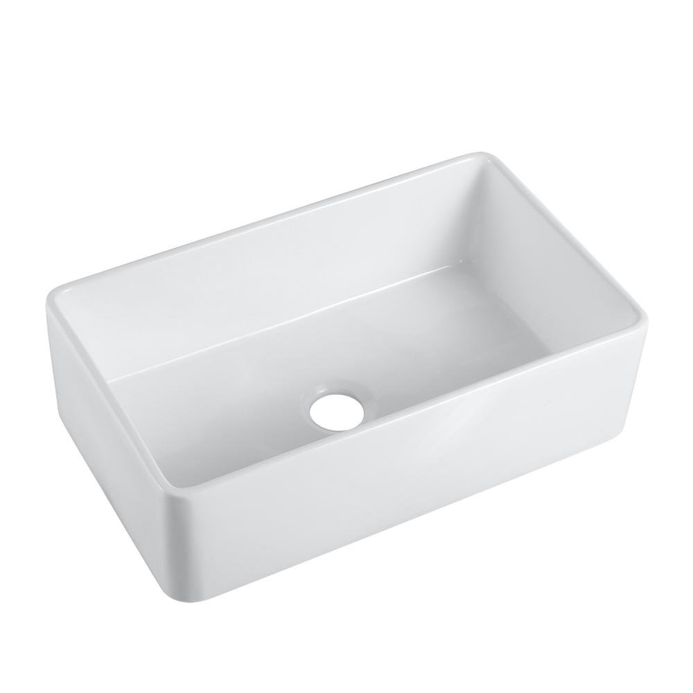 Trento Glossy White Ceramic Rectangular 33" L x 19.7" W Vessel Bathroom Sink. Picture 1