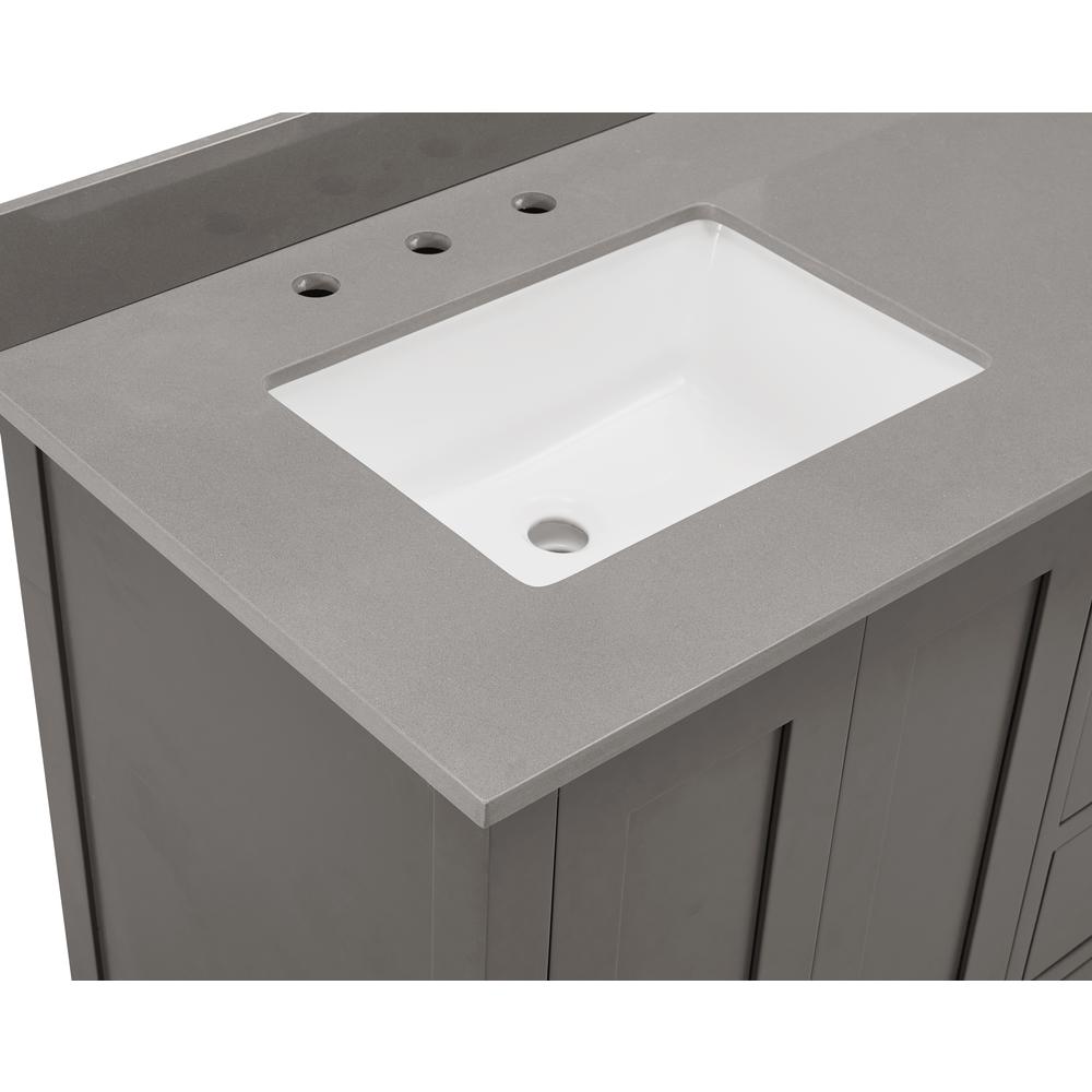 61 in. Composite Stone Vanity Top in Concrete Grey with White Sink. Picture 5