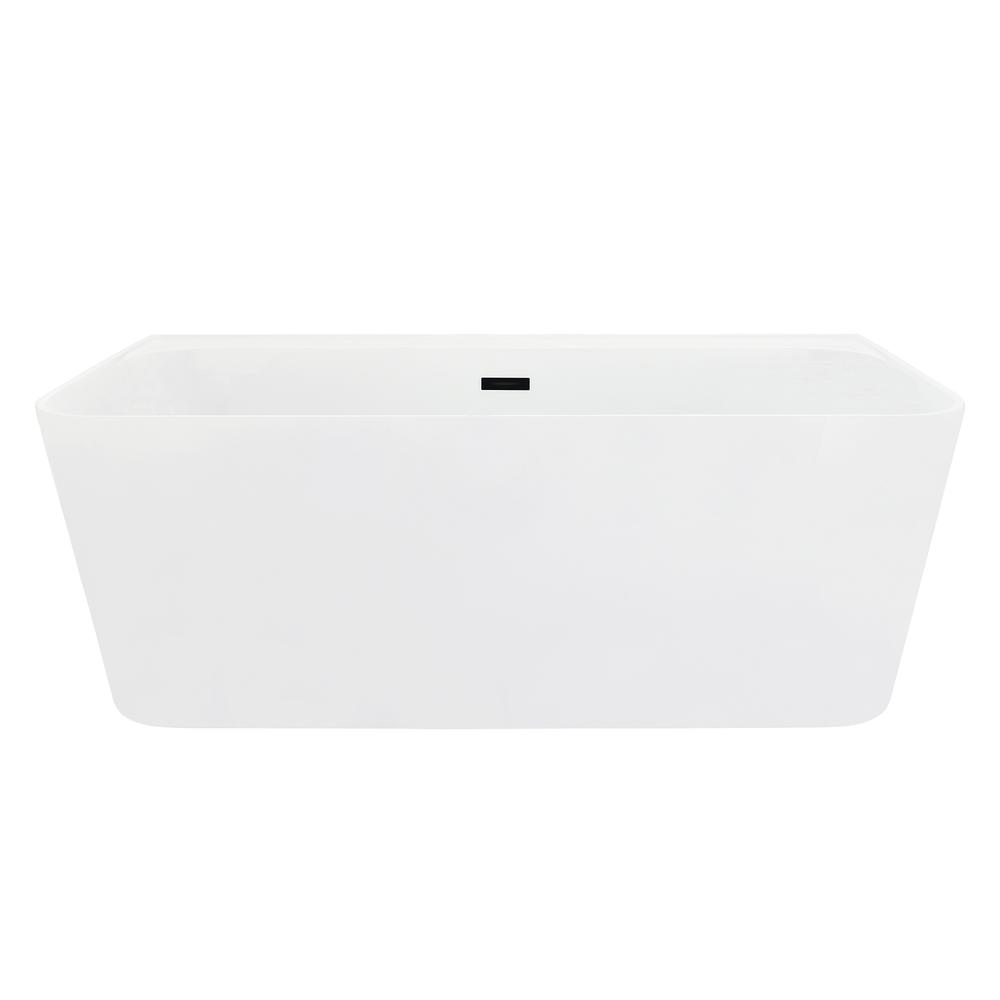 Groda 63" x 30" Flatbottom Freestanding Acrylic Soaking Bathtub in Glossy White. Picture 1
