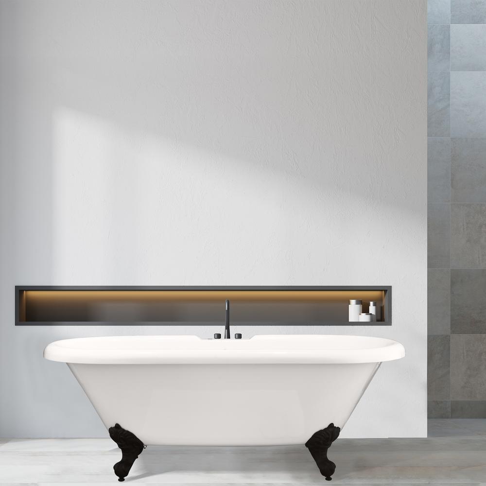 Kerta 67" x 29" Acrylic Clawfoot Soaking Bathtub in Glossy White. Picture 12