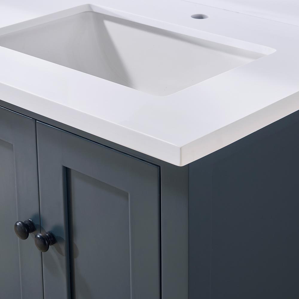 61. in Composite Stone Vanity Top in Snow White with Double White Sink. Picture 6