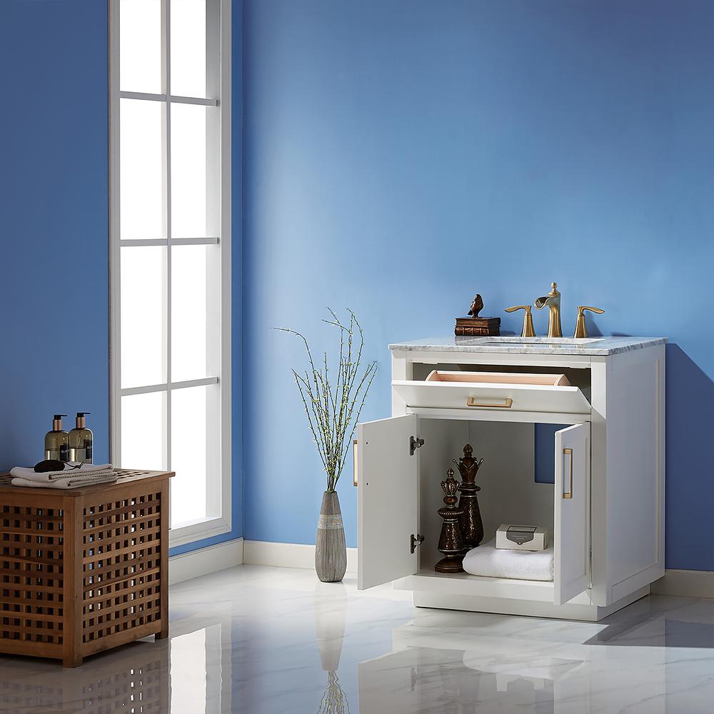 30" Single Bathroom Vanity Cabinet Only in White without Countertop and Mirror. Picture 2