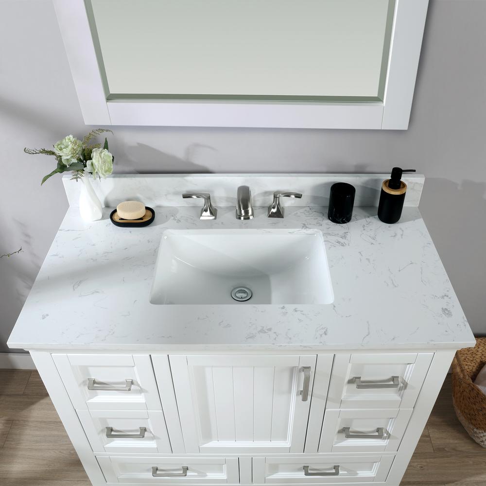42" Single Bathroom Vanity Set in White with Mirror. Picture 6