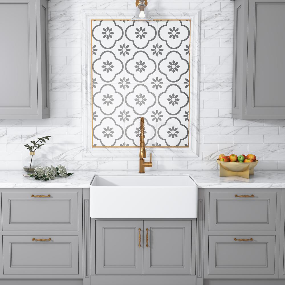 Trento Glossy White Ceramic Rectangular 33" L x 19.7" W Vessel Bathroom Sink. Picture 5