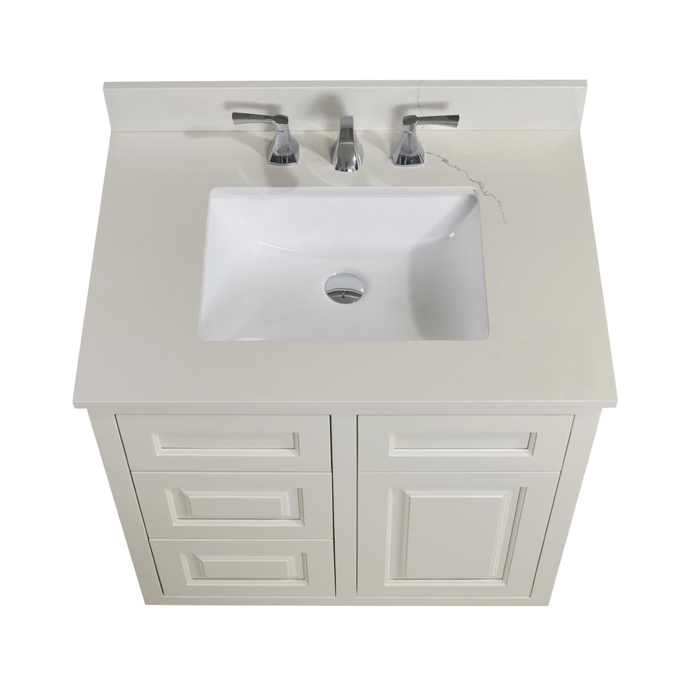 31 in. Composite Stone Vanity Top in Milano White with White Sink. Picture 5