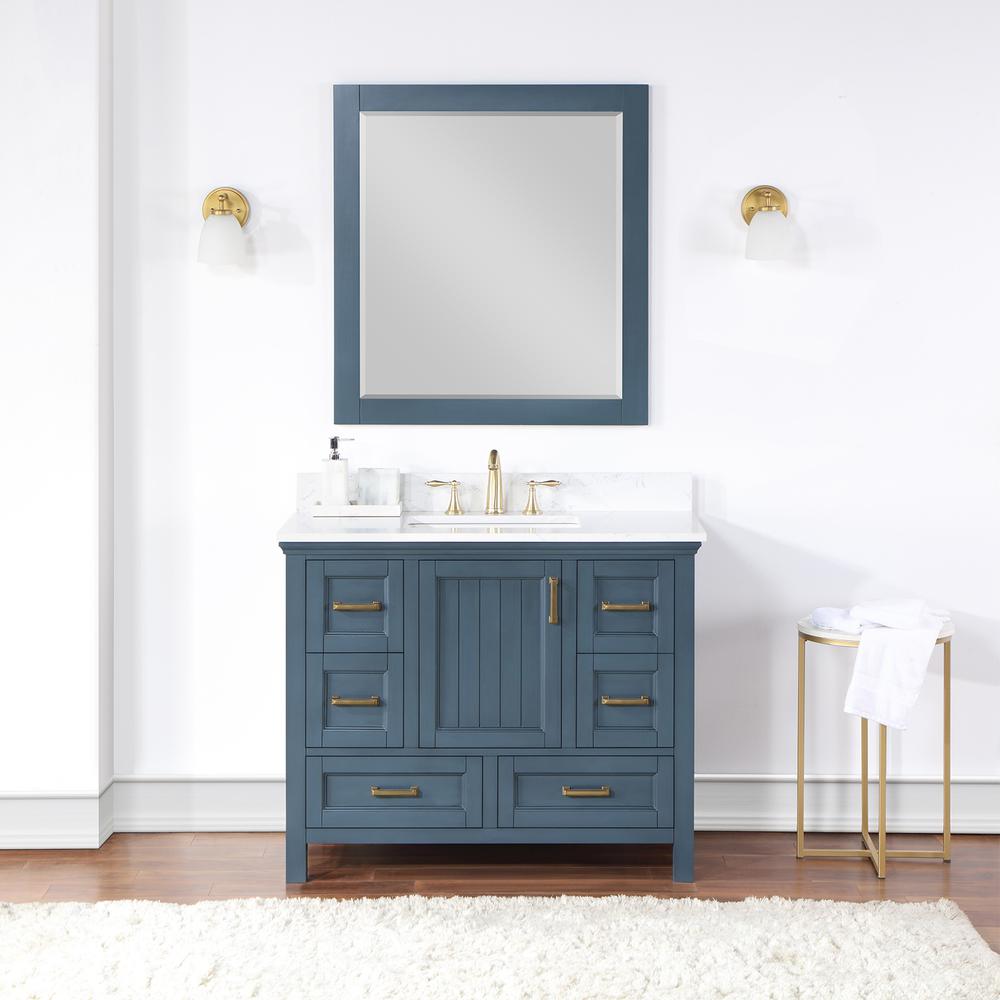 42" Single Bathroom Vanity Set in Classic Blue with Mirror. Picture 3
