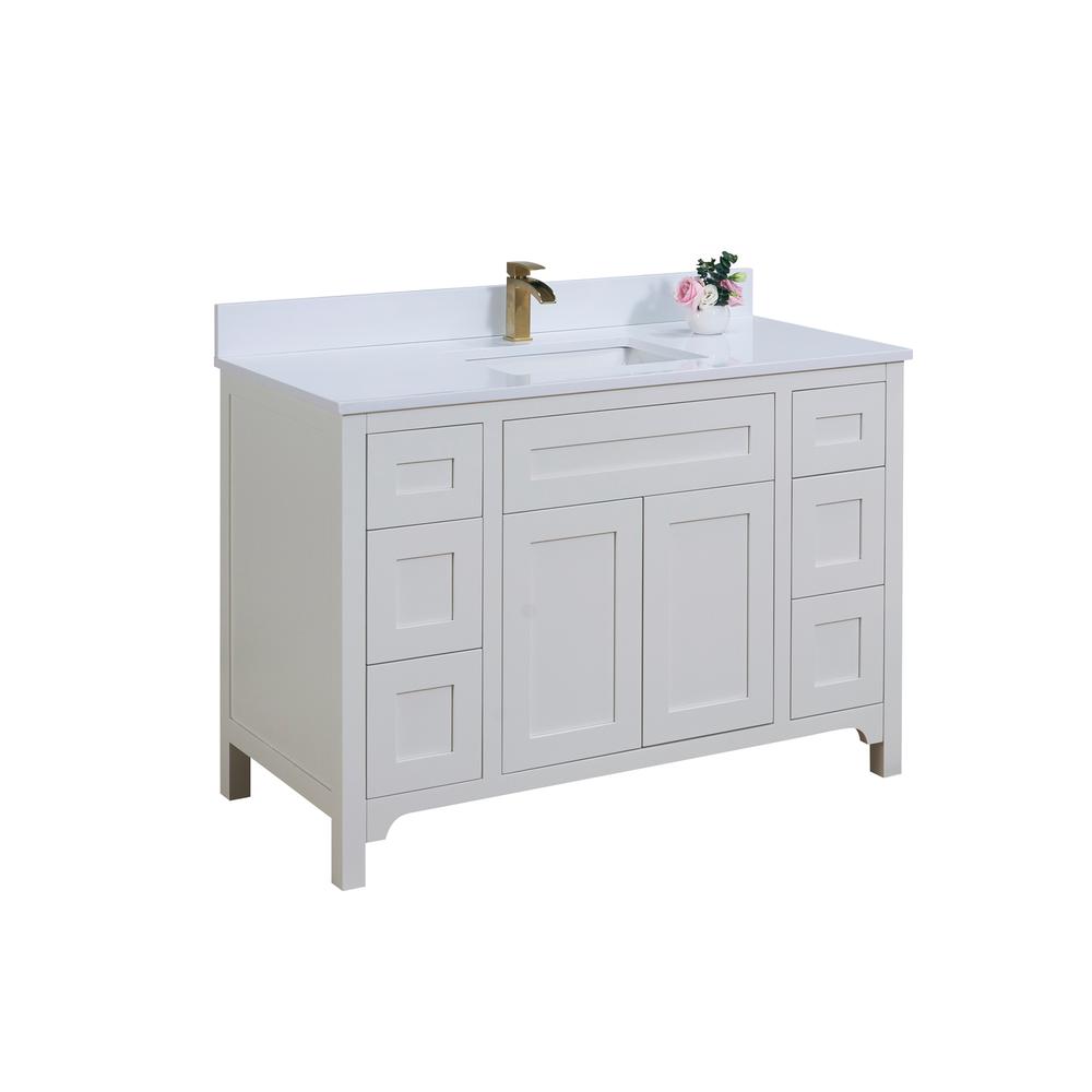 49 in. Composite Stone Vanity Top in Snow White with White Sink. Picture 5
