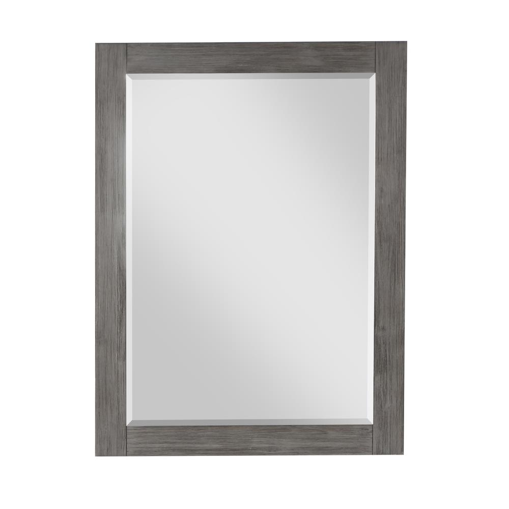 28" Rectangular Bathroom Wood Framed Wall Mirror in Classical Grey. Picture 1