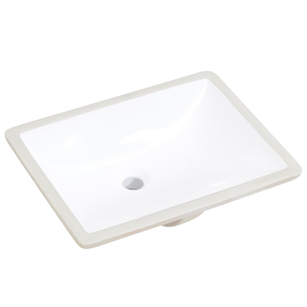 20 in. Retegular White Finish Ceramic Undermount Vanity Sink. Picture 6