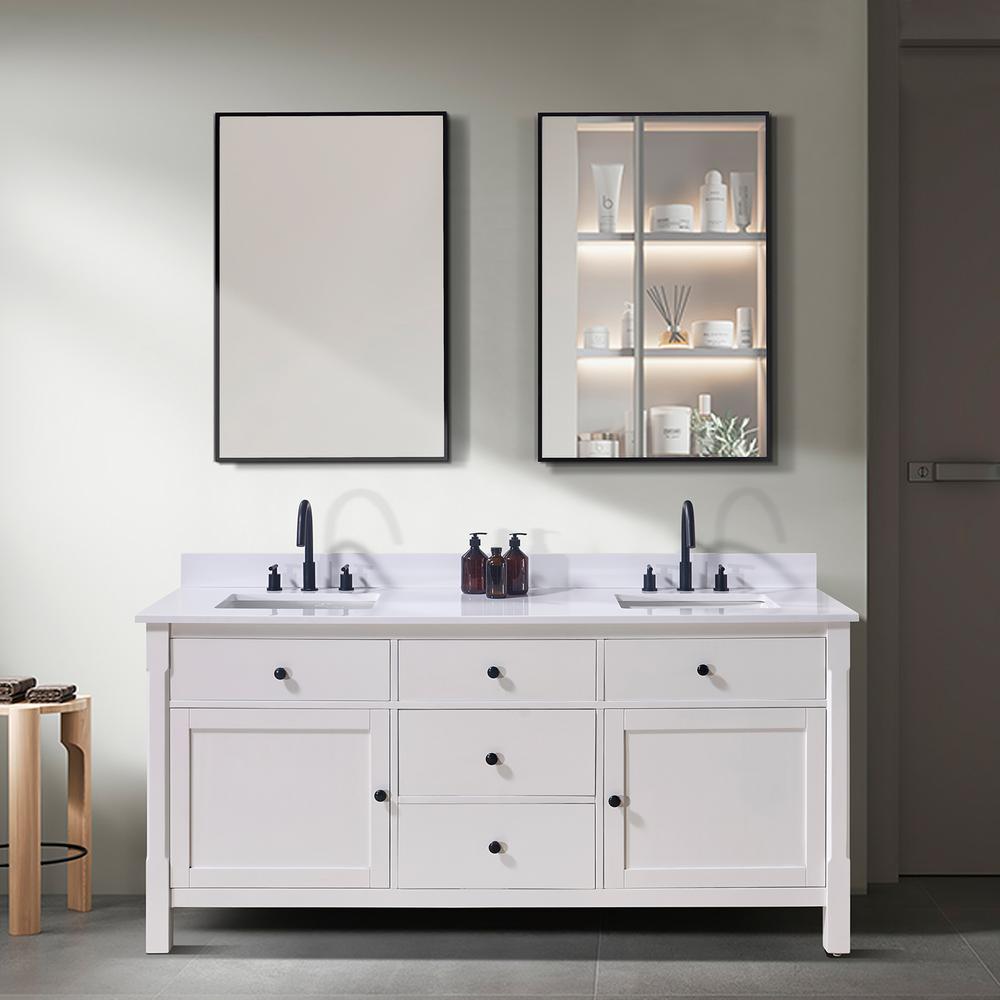 73. in Composite Stone Vanity Top in Snow White with White Sink. Picture 8