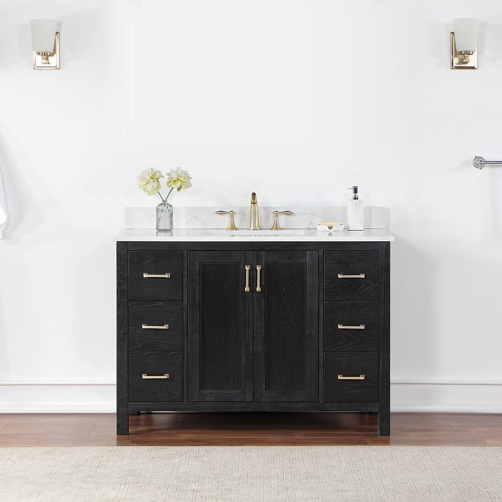 48" Single Bathroom Vanity Set in Black Oak without Mirror. Picture 3