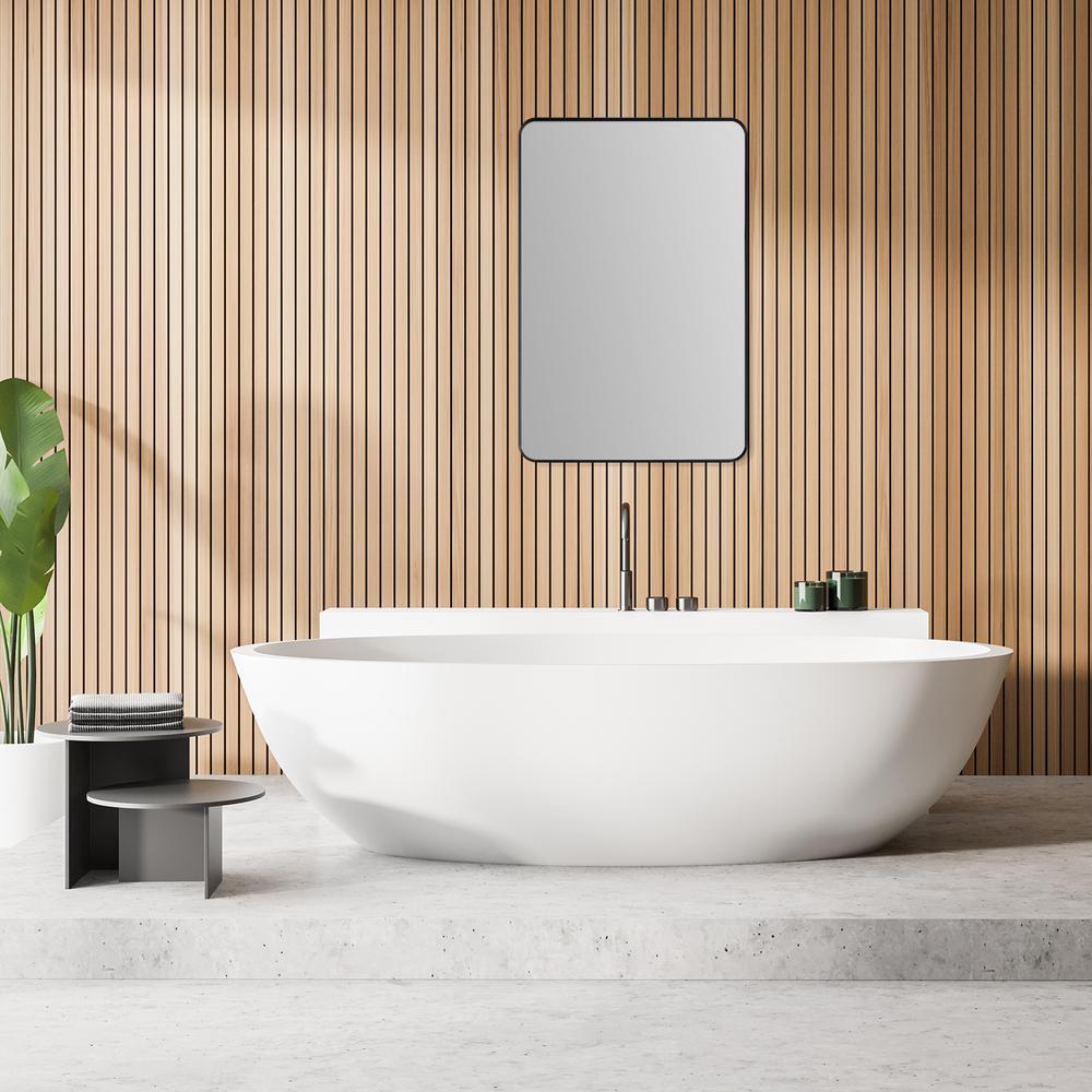 Nettuno 24" Rectangle Bathroom/Vanity Matt Black Aluminum Framed Wall Mirror. Picture 15