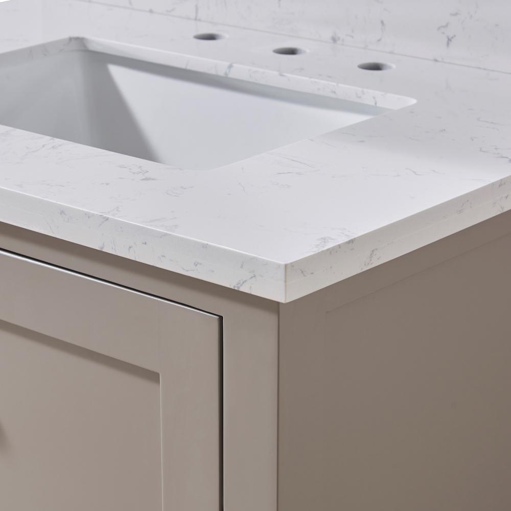 31. in Composite Stone Vanity Top in Aosta White with White Sink. Picture 6