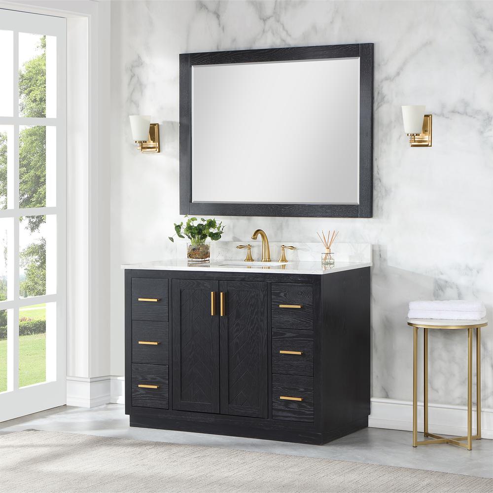 48" Single Bathroom Vanity Set in Black Oak with Mirror. Picture 3