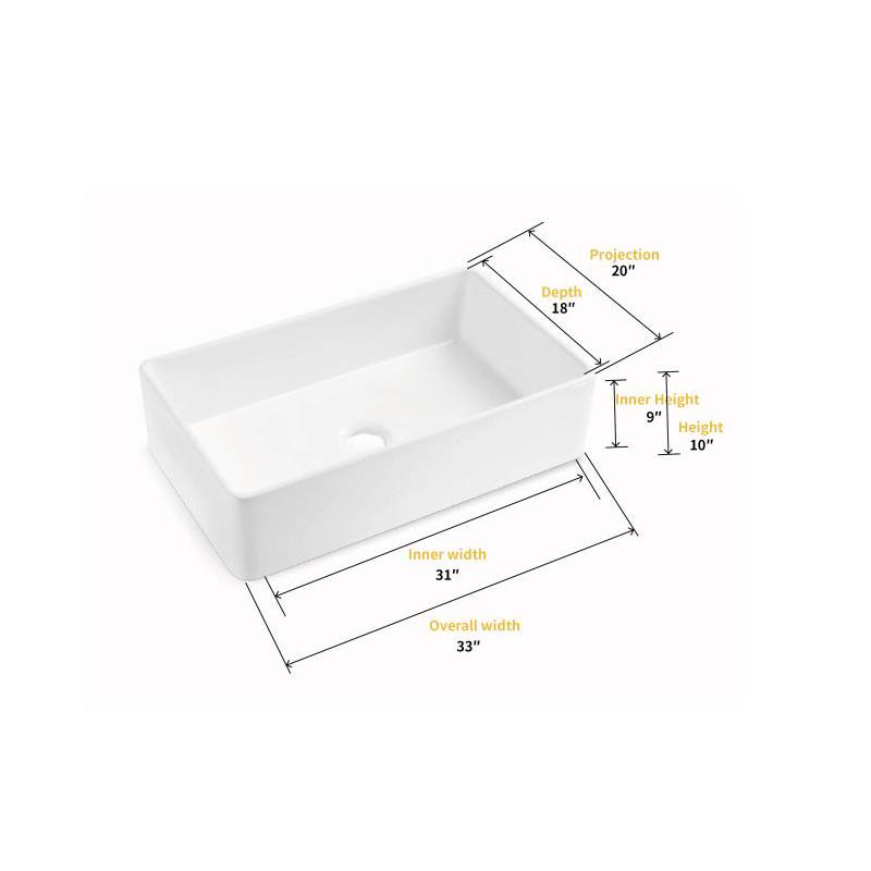 Trento Glossy White Ceramic Rectangular 33" L x 19.7" W Vessel Bathroom Sink. Picture 4