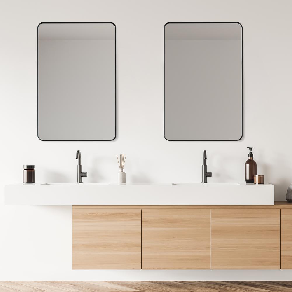 Nettuno 24" Rectangle Bathroom/Vanity Matt Black Aluminum Framed Wall Mirror. Picture 11