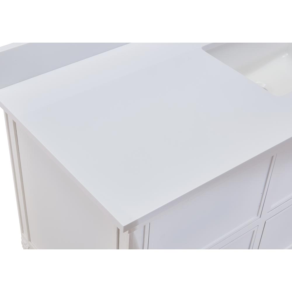 61 in. Composite Stone Vanity Top in Milano White with White Sink. Picture 5