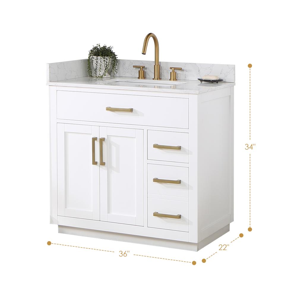 36" Single Bathroom Vanity in White without Mirror. Picture 3