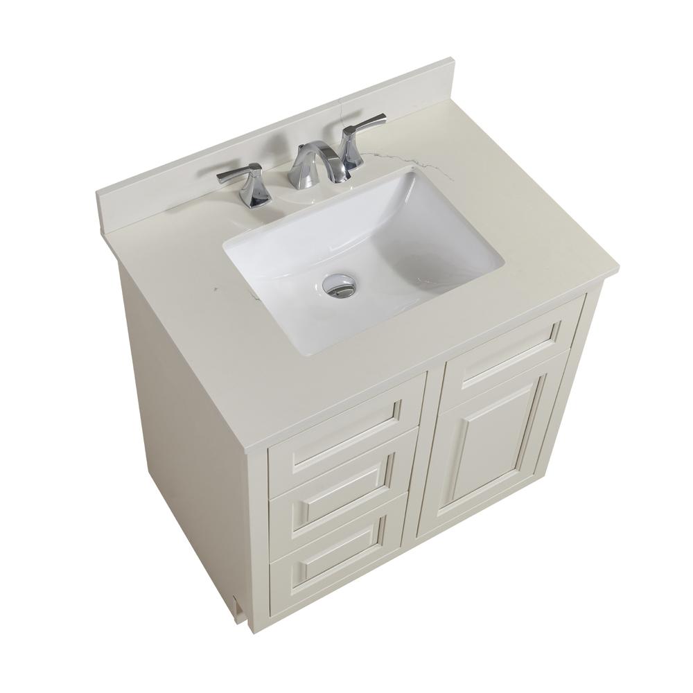31 in. Composite Stone Vanity Top in Milano White with White Sink. Picture 7