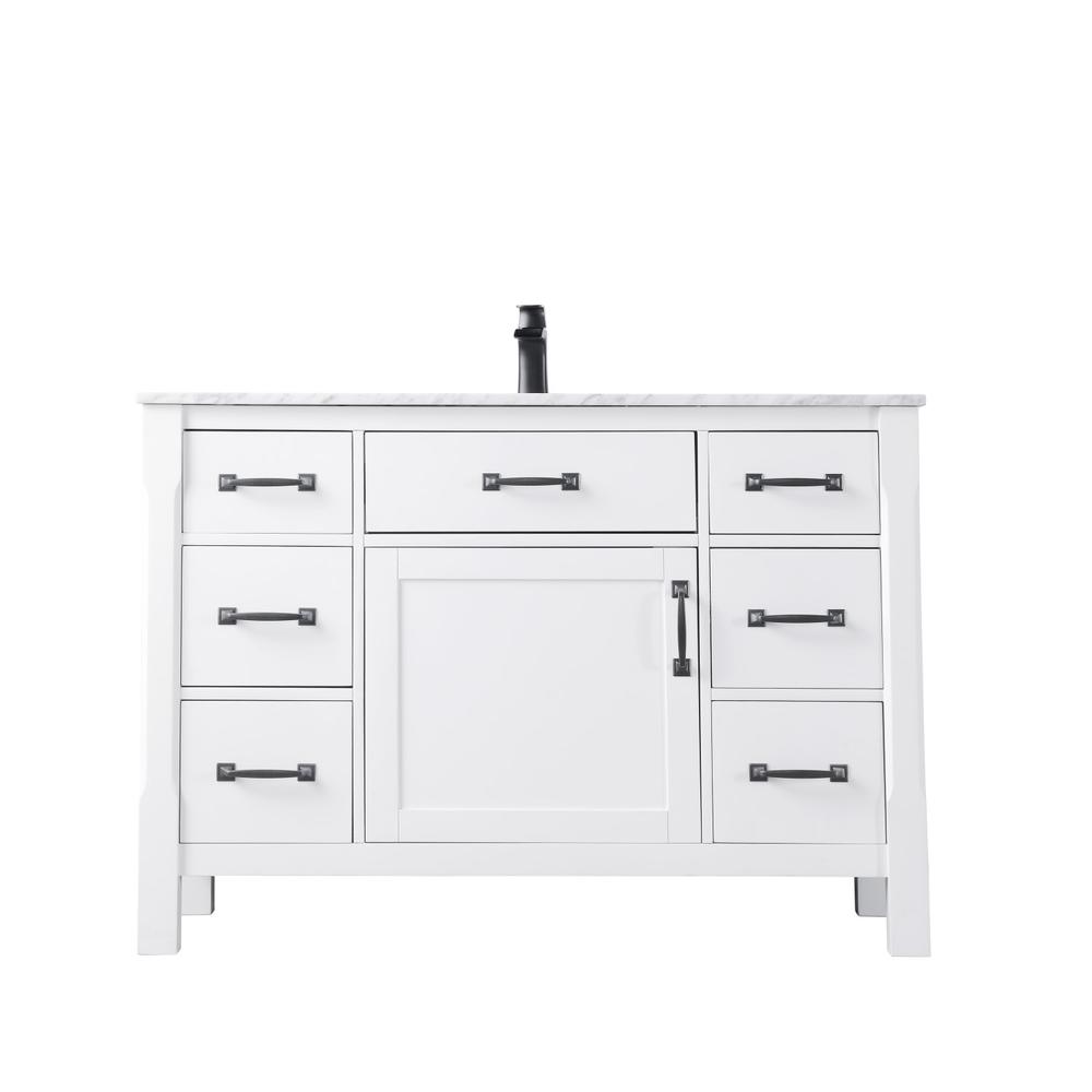 48" Single Bathroom Vanity Set in White without Mirror. Picture 1