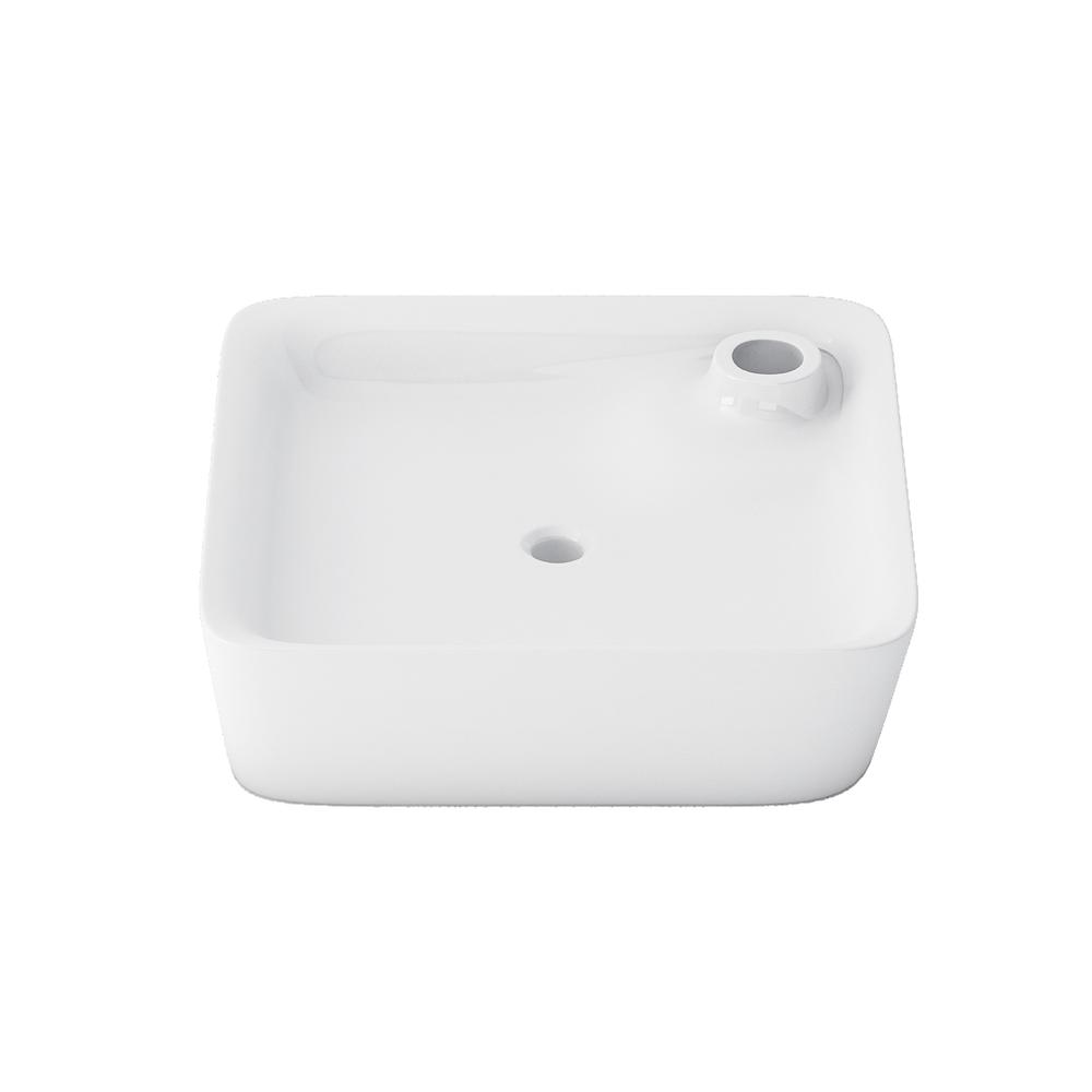 Leonis 17 in. Square White Finish Ceramic Vessel Bathroom Vanity Sink. Picture 3
