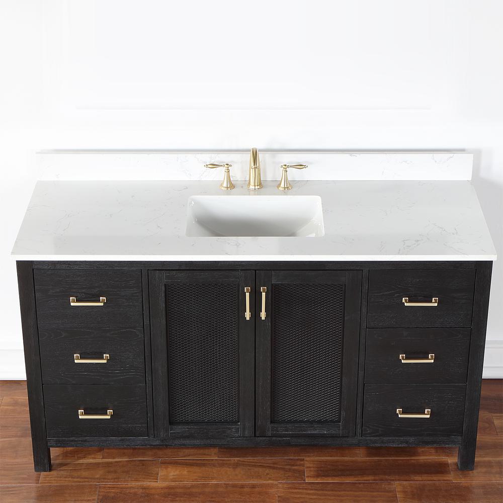60" Single Bathroom Vanity Set in Black Oak without Mirror. Picture 7