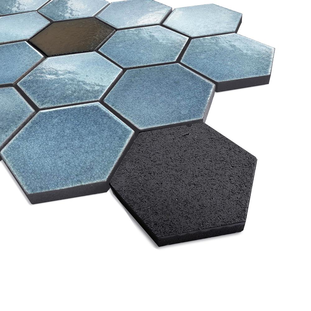 Lugo 12.1" x 10.43" Lava Stone Mosaic Floor and Wall Tile. Picture 5