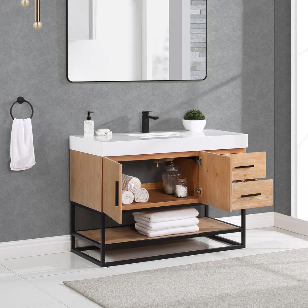 48" Single Bathroom Vanity in Light Brown awithout Mirror. Picture 6