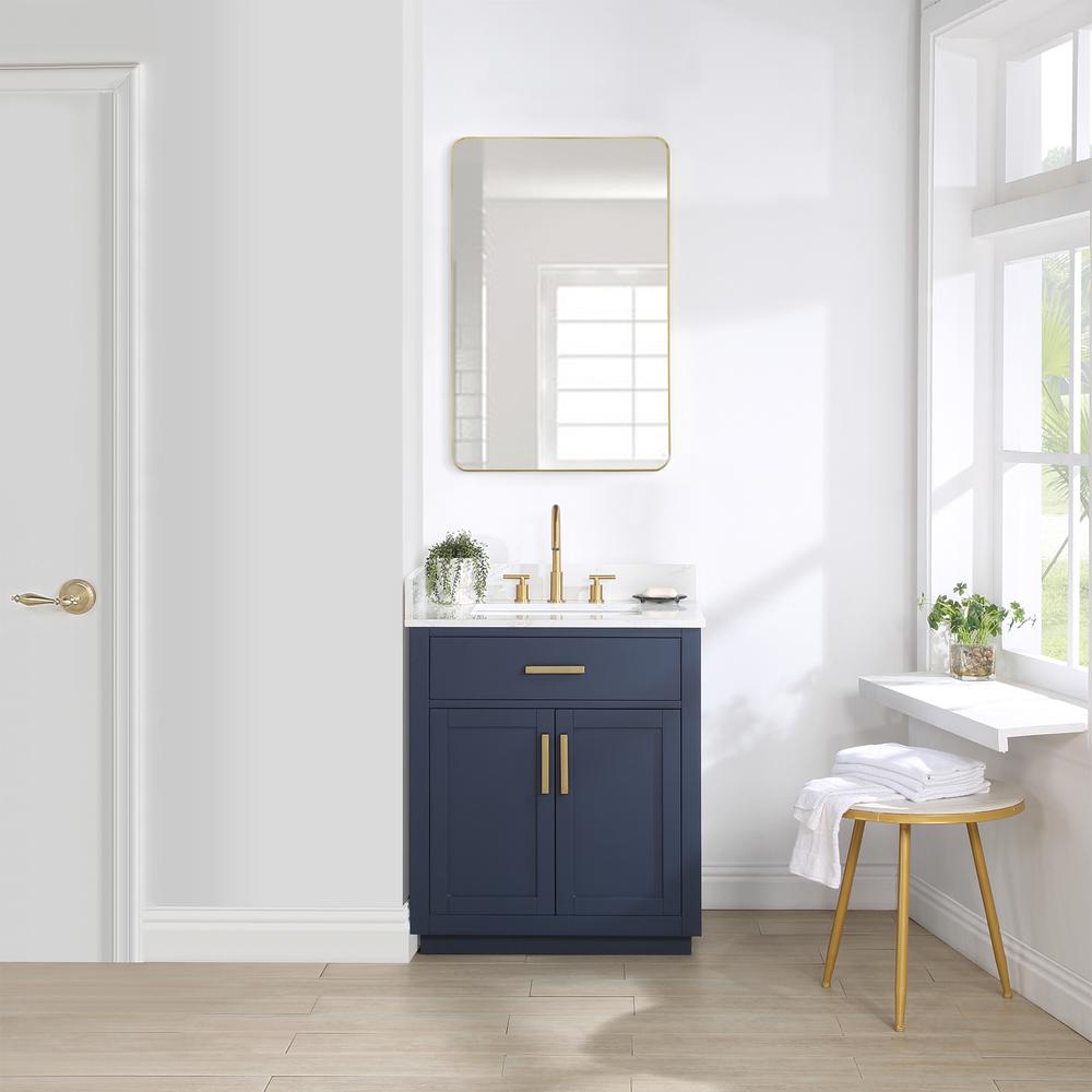 30" Single Bathroom Vanity in Royal Blue with Mirror. Picture 4