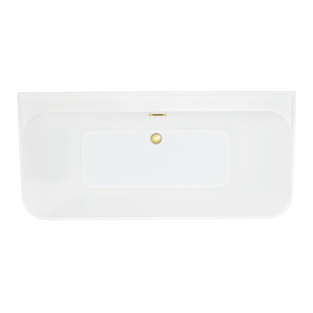 Groda 63" x 30" Flatbottom Freestanding Acrylic Soaking Bathtub in Glossy White. Picture 1
