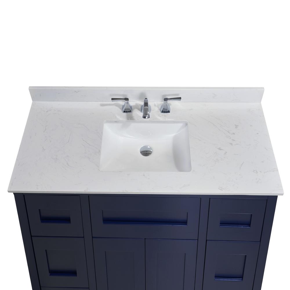 49 in. Composite Stone Vanity Top in Jazz White with White Sink. Picture 5