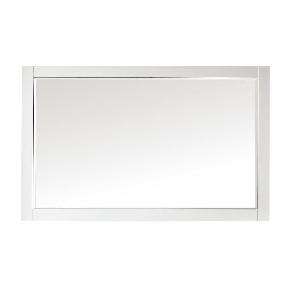 58" Rectangular Bathroom Wood Framed Wall Mirror in White. Picture 1
