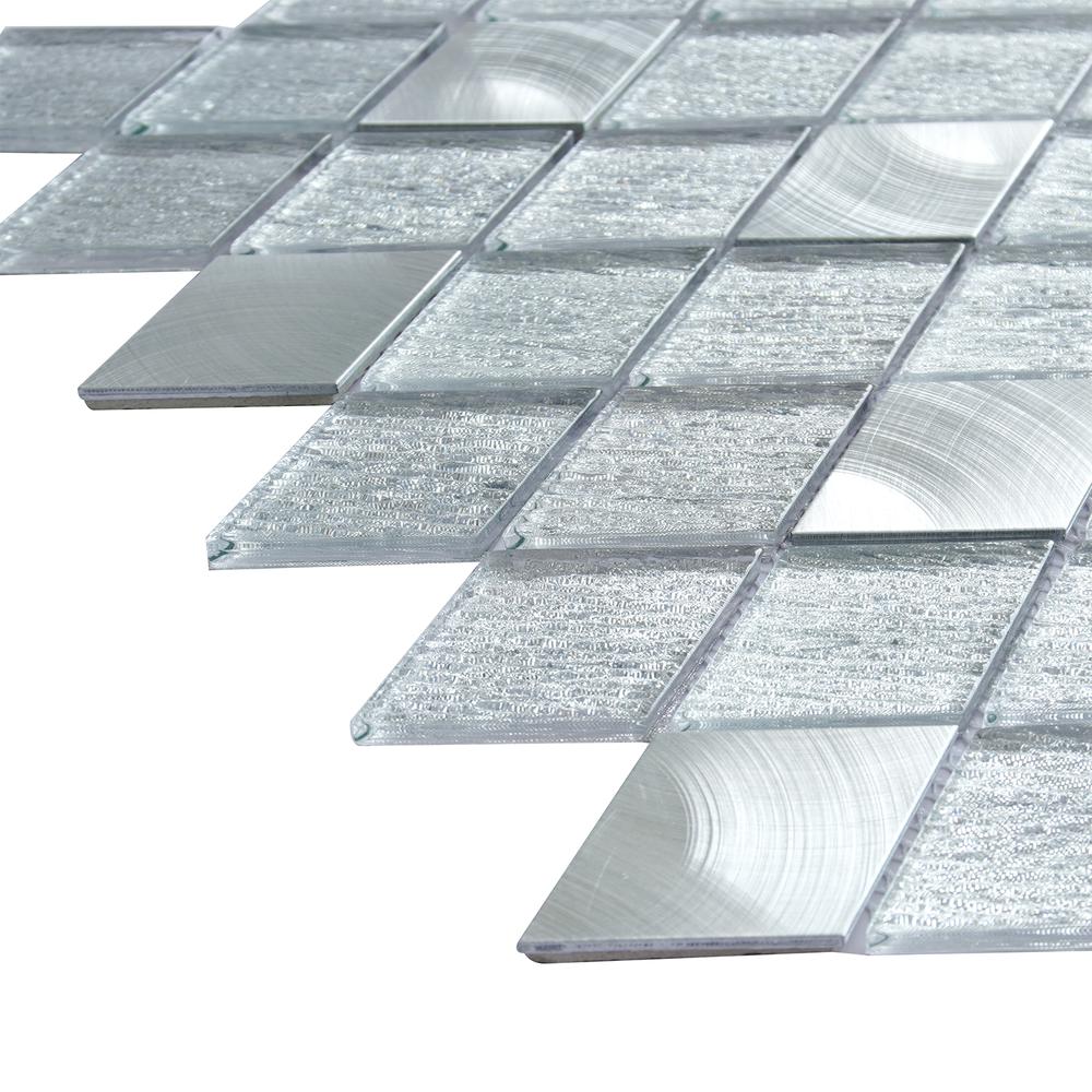 Ballagh 9.9" x 12" Diamond Laminated Glass Mosaic Mix Aluminum Wall Tile. Picture 2