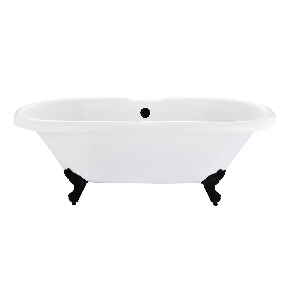 Kerta 67" x 29" Acrylic Clawfoot Soaking Bathtub in Glossy White. Picture 1